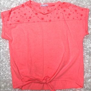 Tangerine tie-front crop top